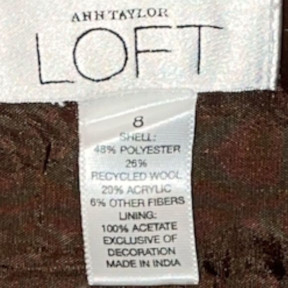 NWT Ann Taylor brown pleated a-line skirt w embroidered waist size 8 - Picture 8 of 8